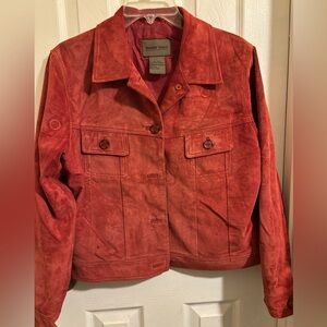❤️Beautiful Red Suede Leather Jacket Sz. Medium Petite